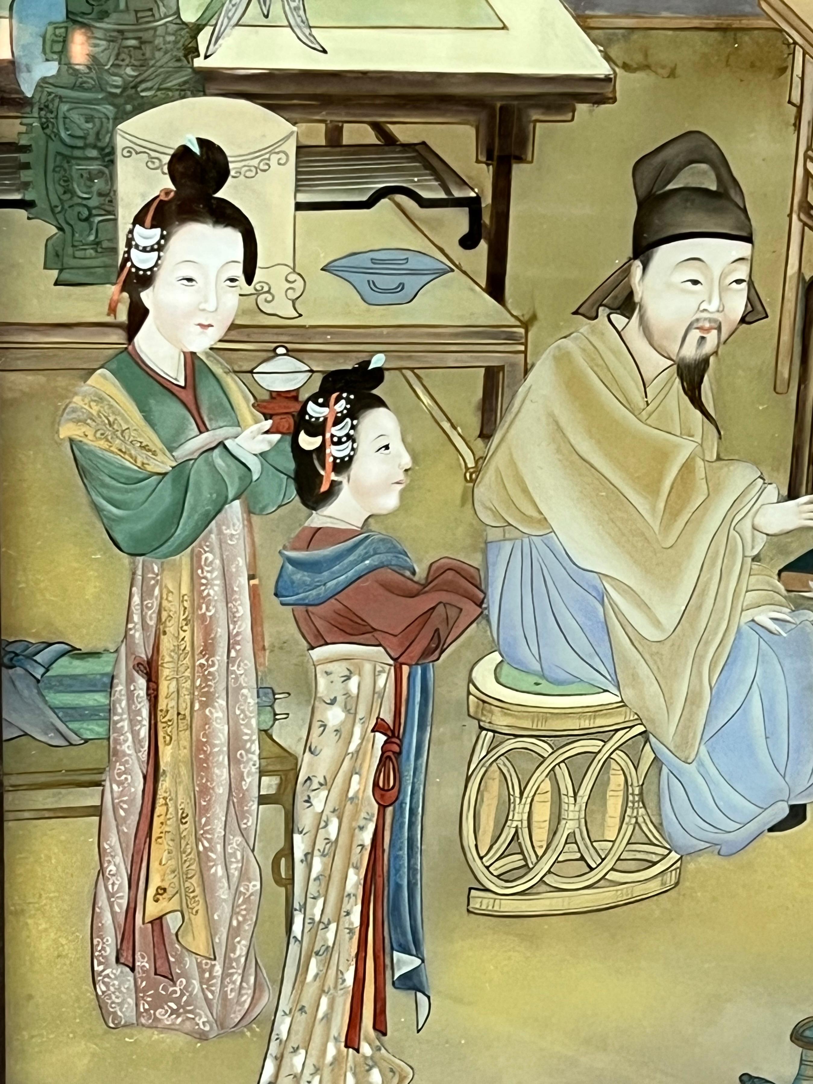 Feines chinesisches Export-Reverse-Gemälde auf Glas im Angebot 2