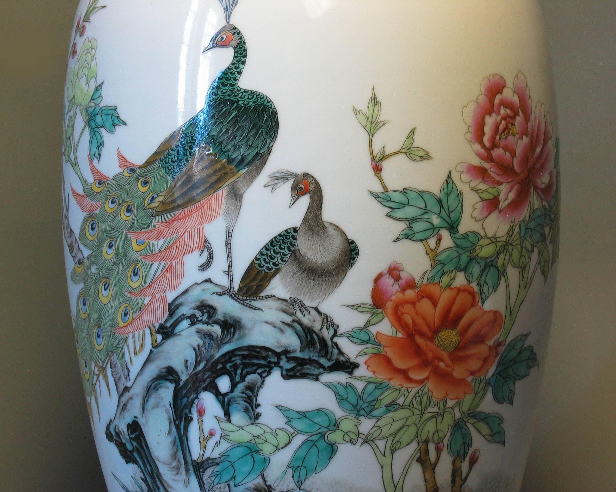 chinese vase with peacock
