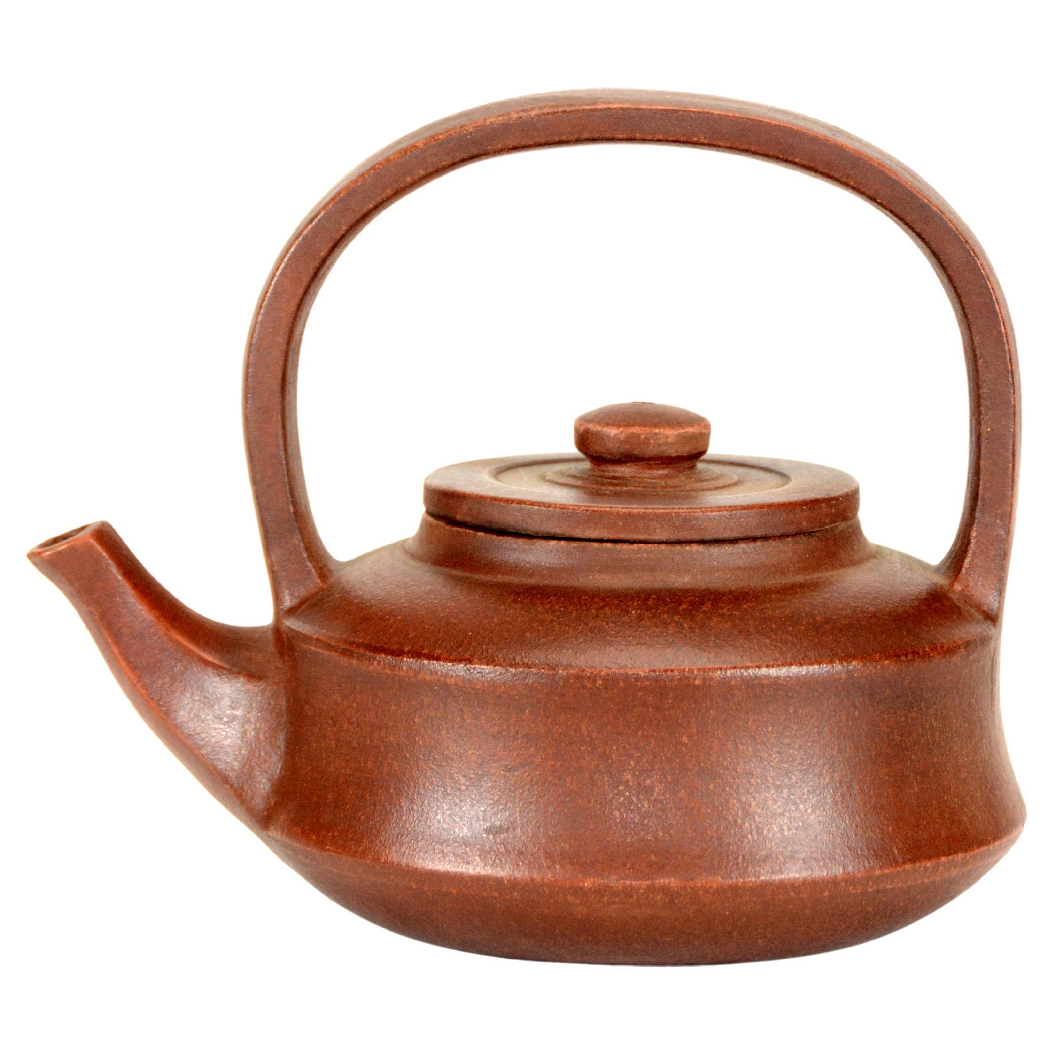 Fine Chinese Handmade Purple Clay Yixing Zisha Tall Handle Teapot For Sale