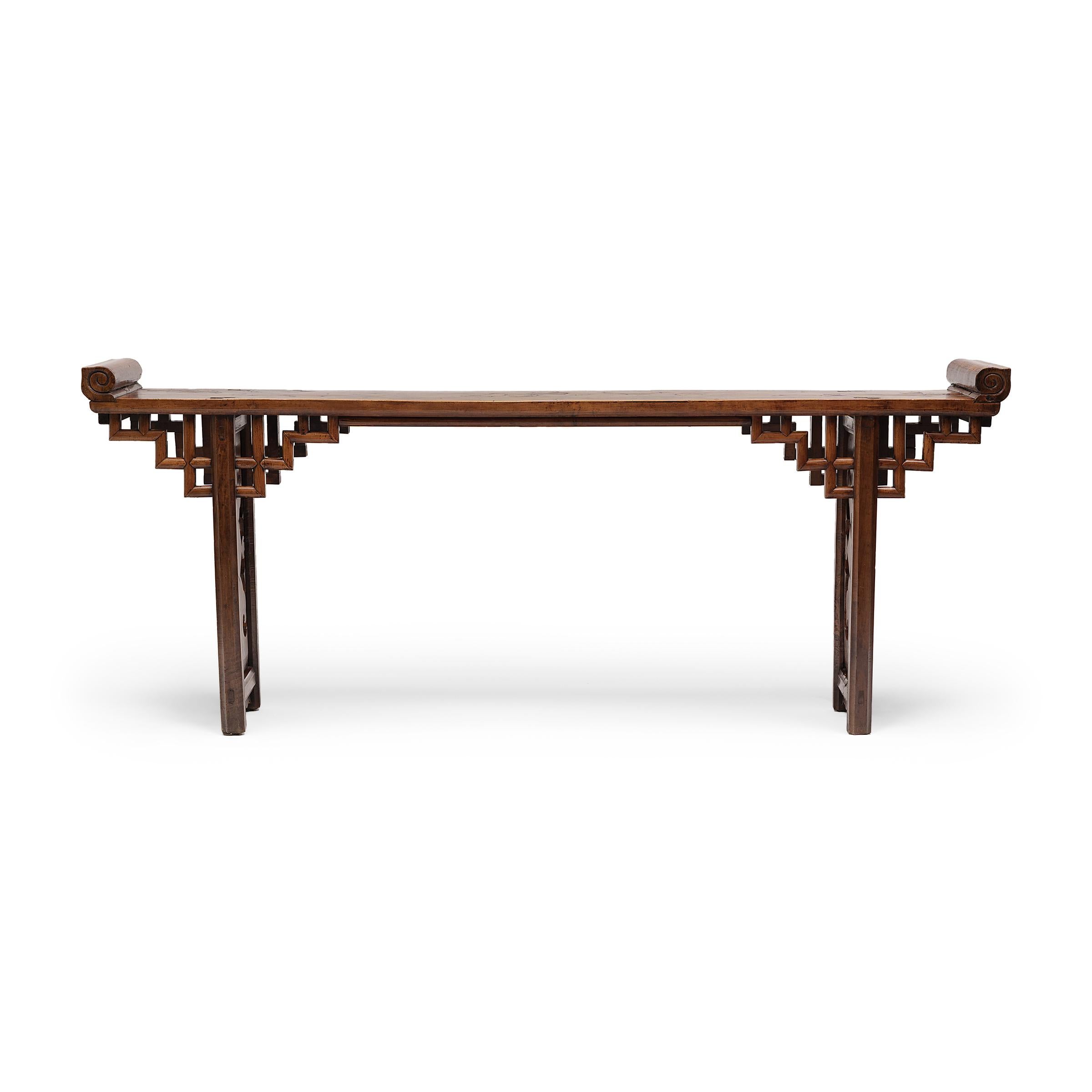Qing Fine Chinese Pearwood Altar Table with Inlaid Repairs