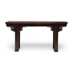 Fine Chinese Plank Top Altar Table with Magpies & Plum Blossoms, c. 1850