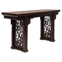 Fine Chinese Plank Top Altar Table with Magpies 
Plum Blossoms, c. 1850