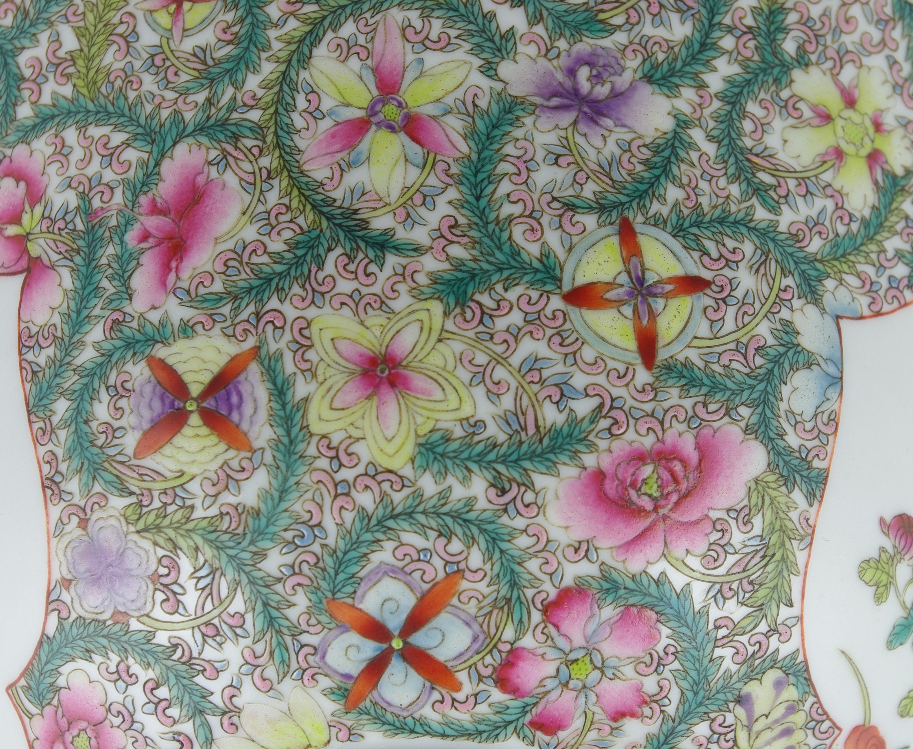 Fine Chinese Porcelain Famille Rose Fencai Flower Bowl Millefleur Ground 20c For Sale 4