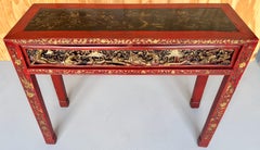 Fine Chinese Qing Period Carved Giltwood and Lacquered Console Table