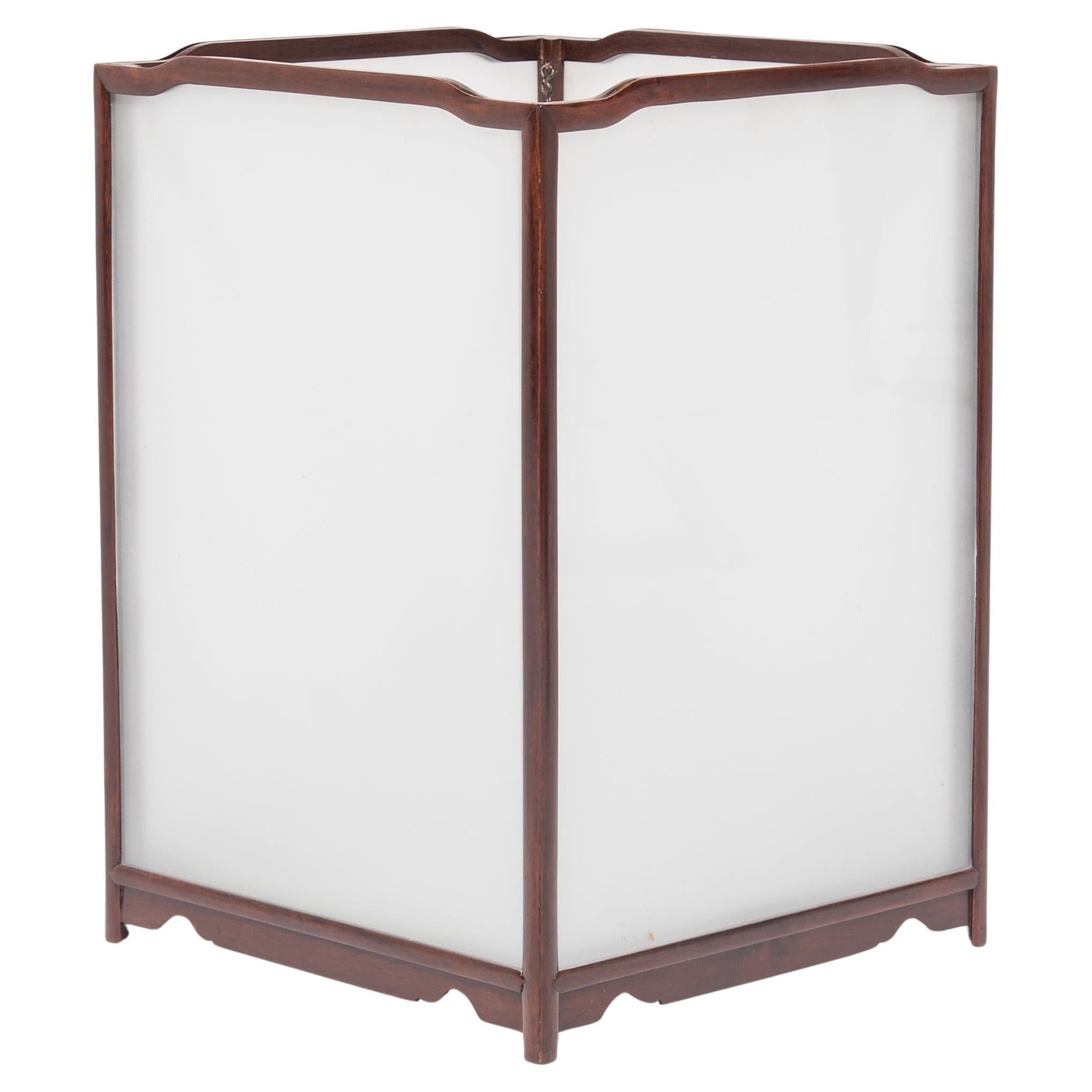 Belle lanterne carrée chinoise avec verre dépoli, vers 1900