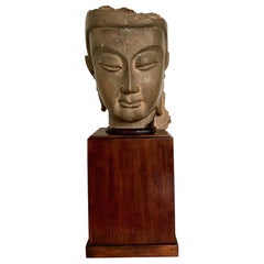 Fine Chinese Stucco Head of Bodhisattva Southern Dynasties