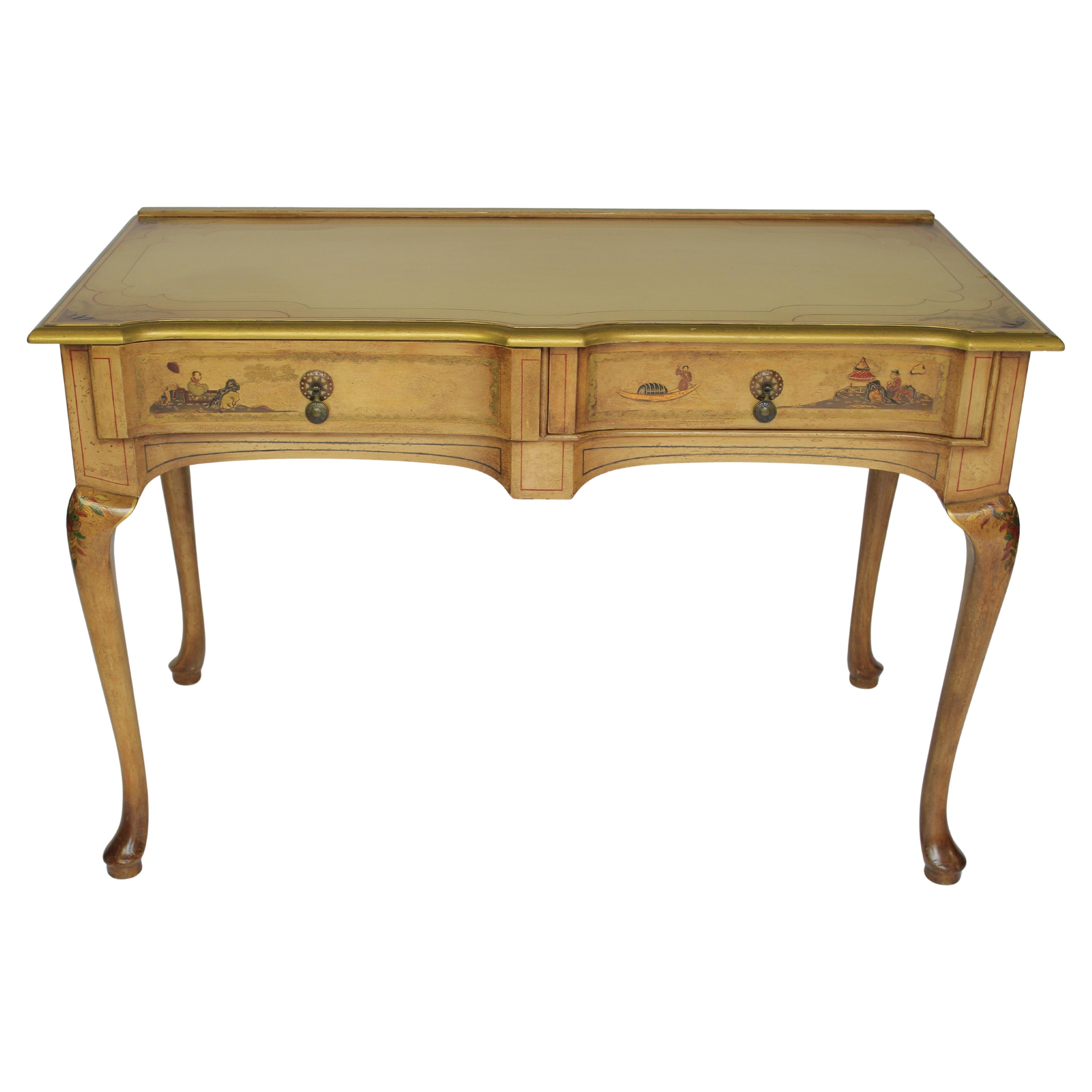 Fine Chinoiserie Decorated 2 Drawer Table Circa 1900