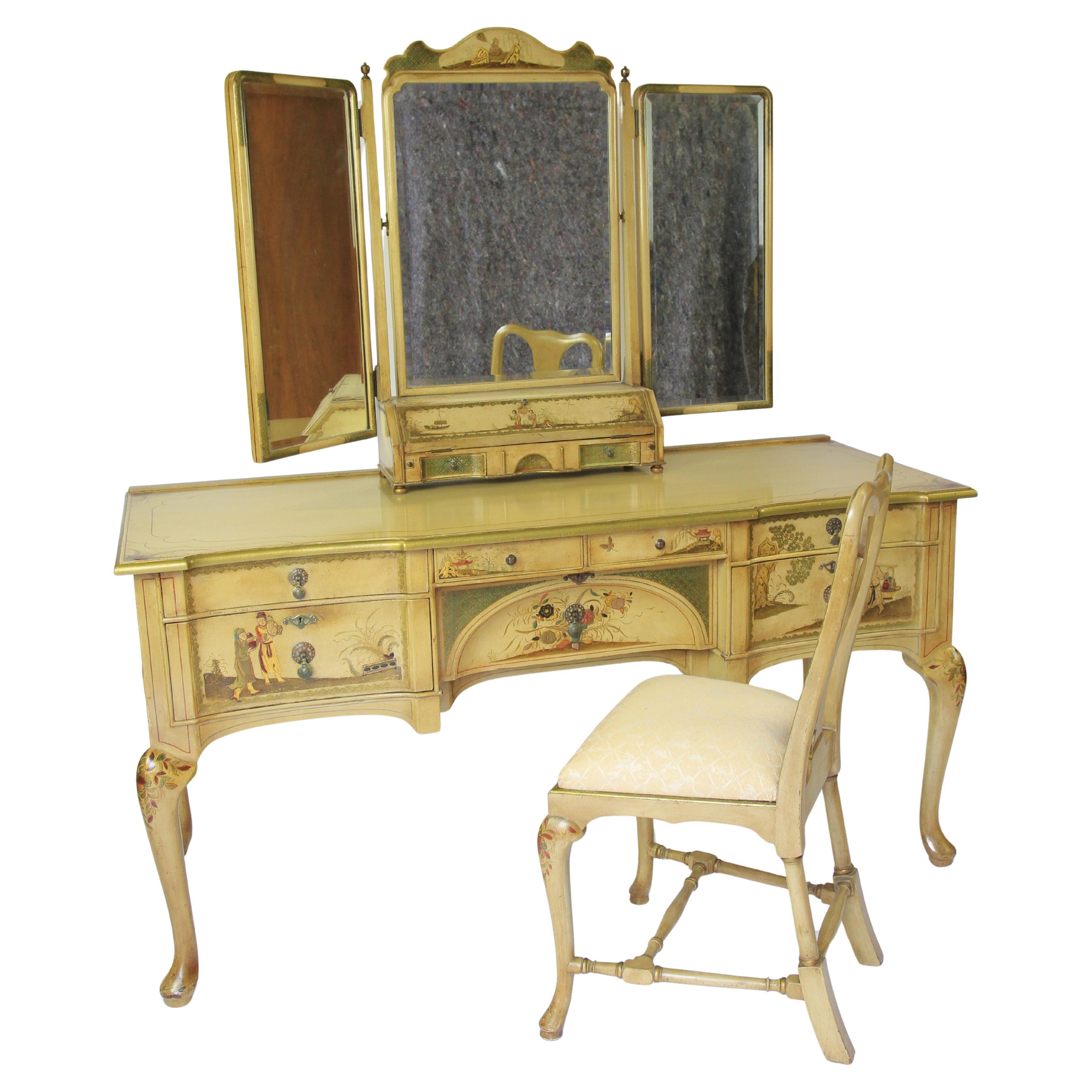 Fine Chinoiserie Decorated Dressing Table Circa 1900 For Sale
