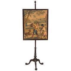 Fine Chippendale Pole Screen with Tapestry and Claw and Ball Feet, circa 1780