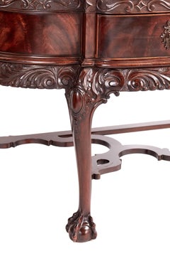 Fine Chippendale Revival Carved Mahogany Breakfront Display Cabinet