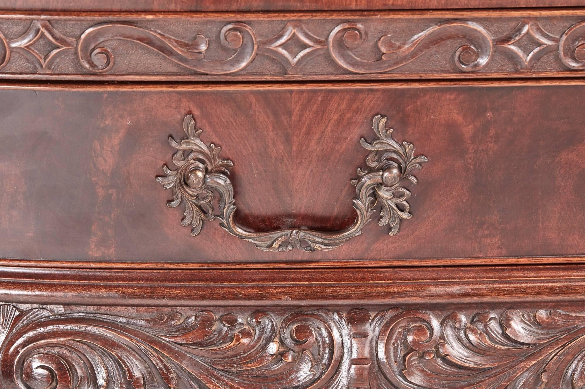 Fine Chippendale Revival Carved Mahogany Breakfront Display Cabinet 2