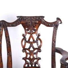 Fine Chippendale Style Carved Mahogany Triple Chair Back Settee, 19th Century