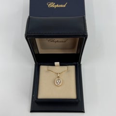 Fine Chopard Happy Diamonds Oval 18k Gelbgold Anhänger Halskette mit Box