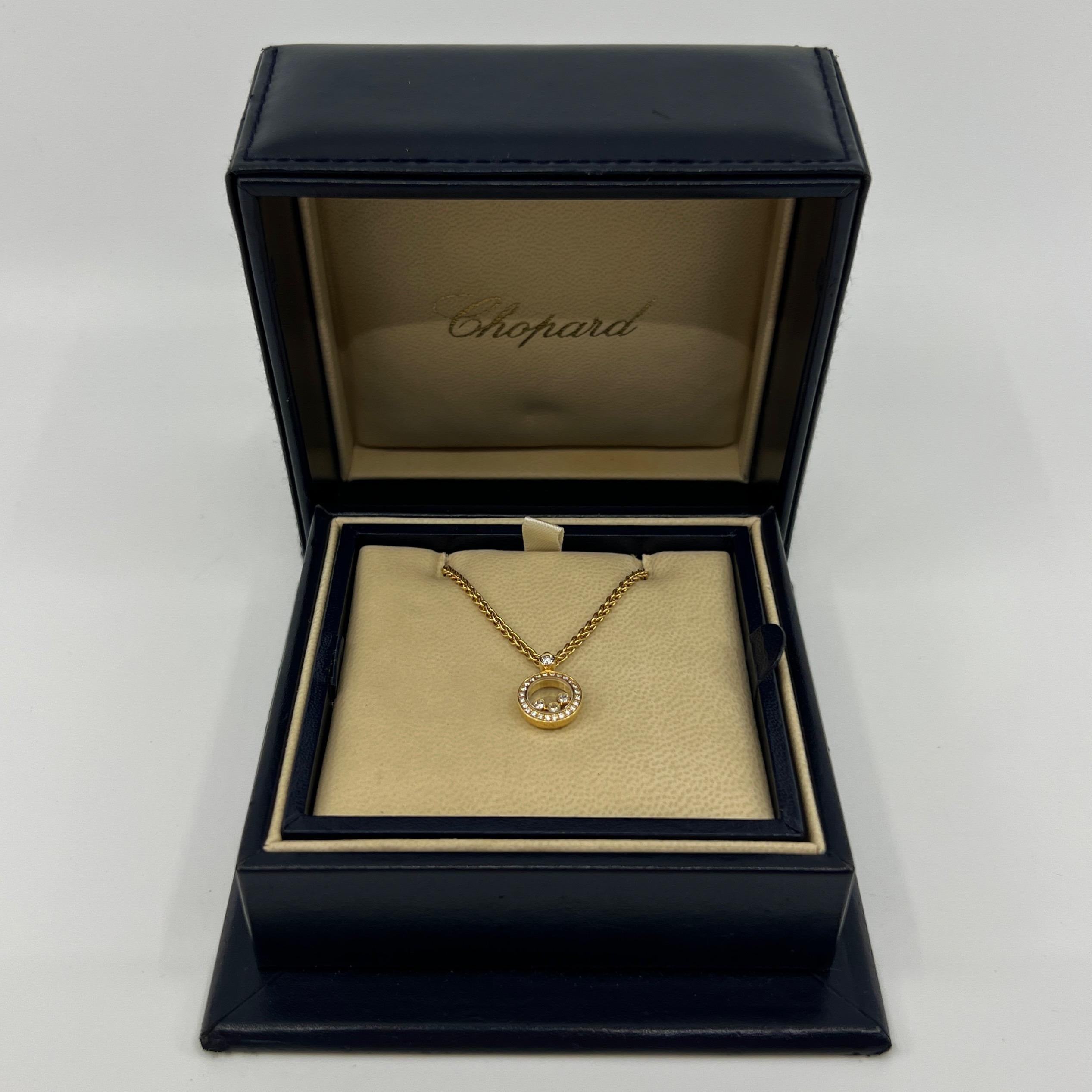 Chopard Happy Diamonds 18k Yellow Gold Oval Pendant Necklace.

Inspired by drops of water, Chopard's Happy Diamonds Icons collection features diamonds that are free to swirl gracefully behind sapphire crystal glass, enhancing their sparkle with
