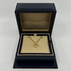 Feine Chopard Happy Diamonds Runde Halo 18k Gelbgold Anhänger Halskette mit Box