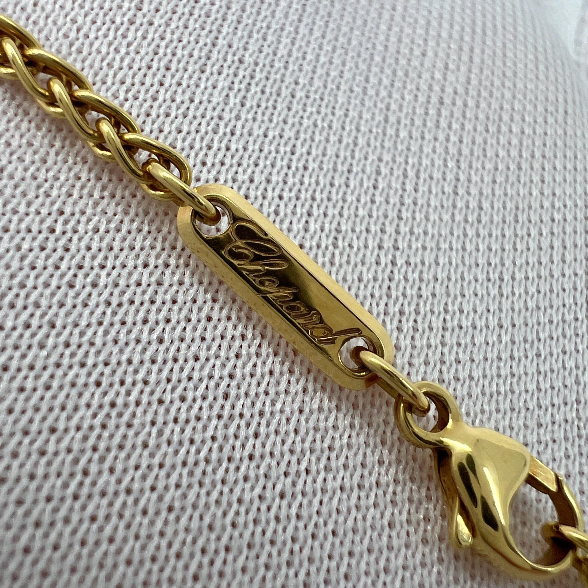 Fine Chopard Happy Diamonds Round Halo 18k Yellow Gold Pendant Necklace with Box 4