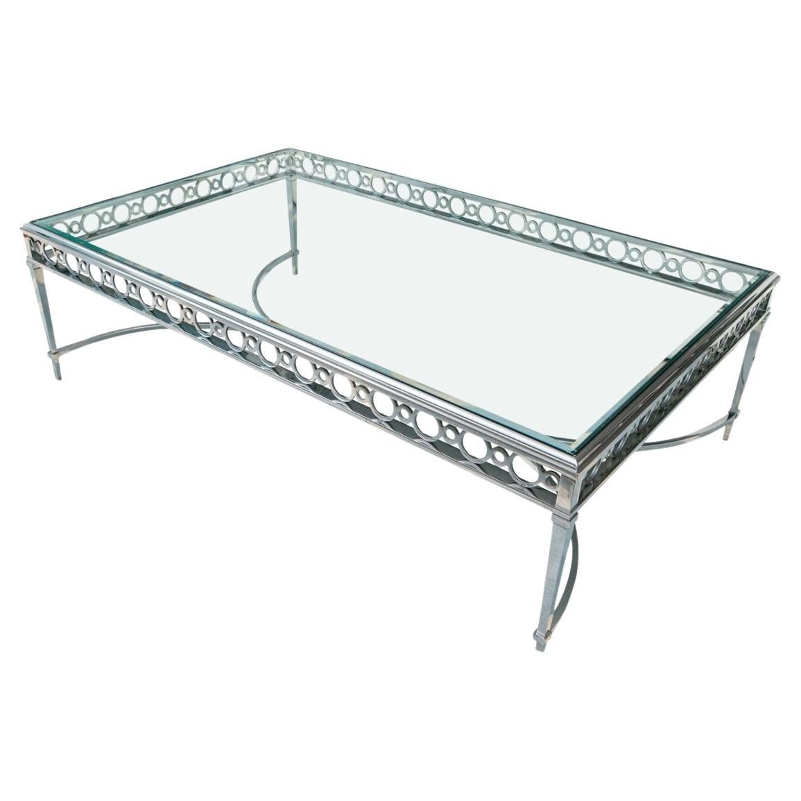 Table de cocktail en chrome et verre dans le style de John Boone en vente