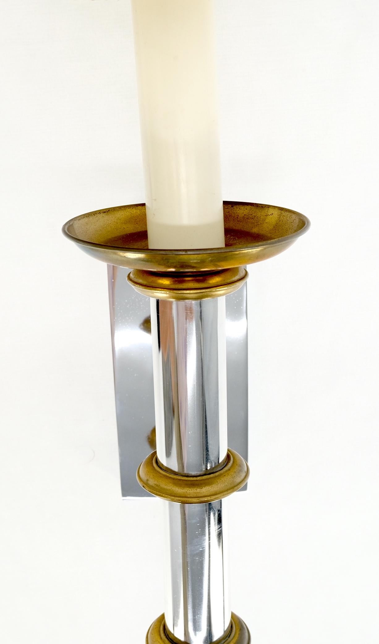 Fine Chrome Brass Mid Century Modern Sconce Light Fixture Lamp For Sale 7