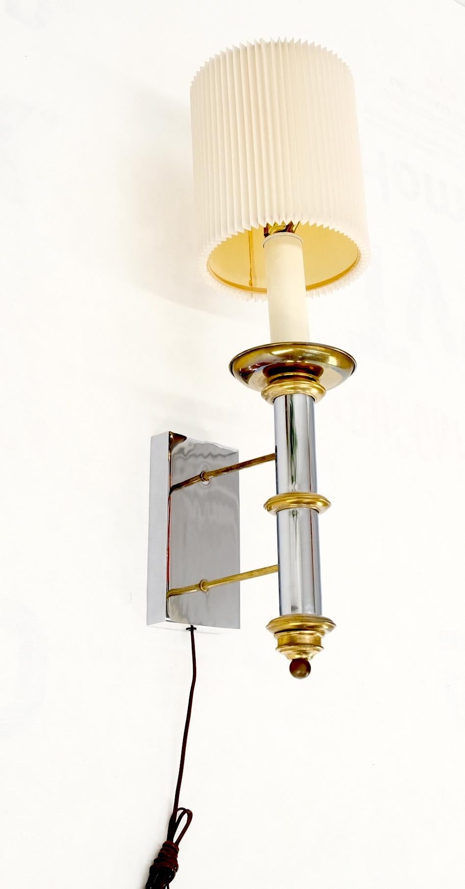 North American Fine Chrome Brass Mid Century Modern Sconce Light Fixture Lamp For Sale