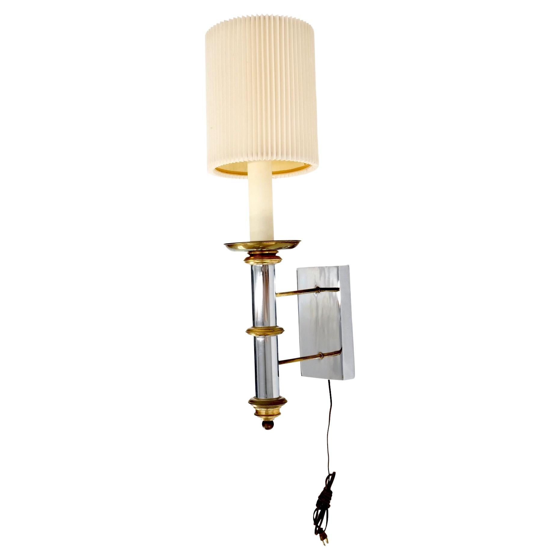 Fine Chrome Brass Mid Century Modern Sconce Light Fixture Lamp For Sale