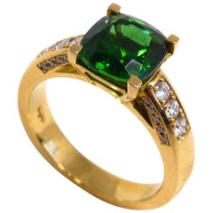 Fine Chromtourmalin and Diamond 18 Karat Rose Gold Ring