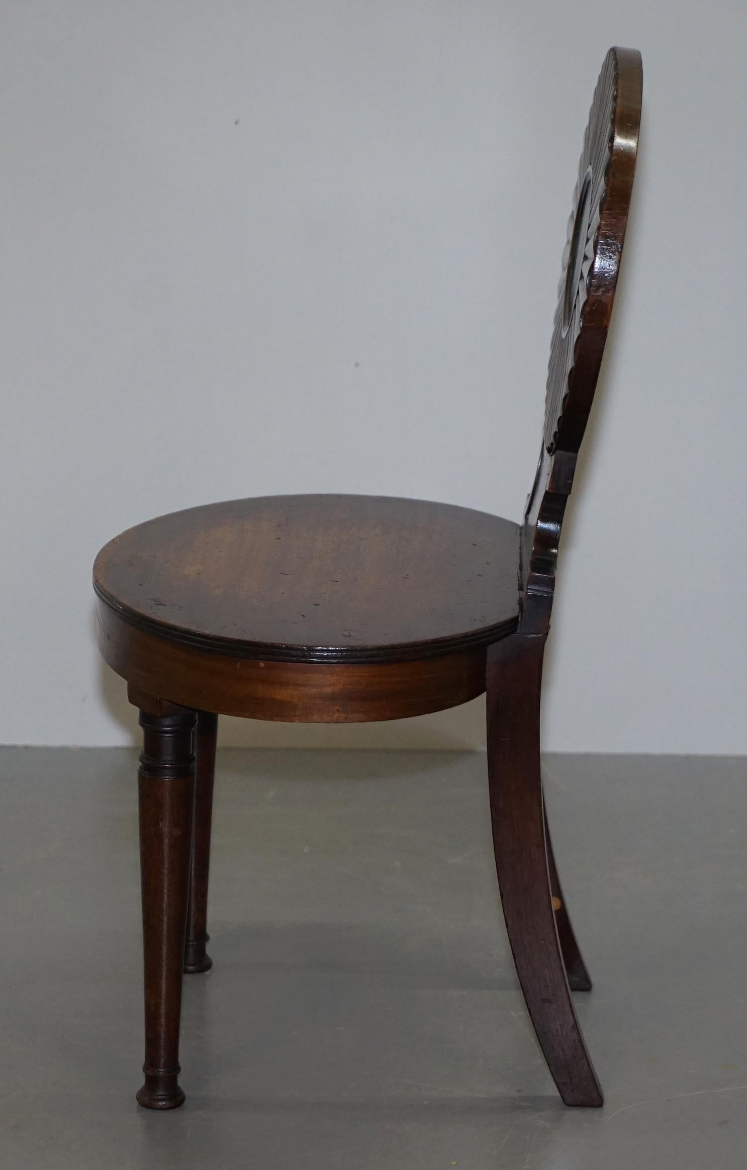 Fine circa 1780 Georgian Shell Back Hall Chair Gillows of Lancaster Attributed For Sale 6