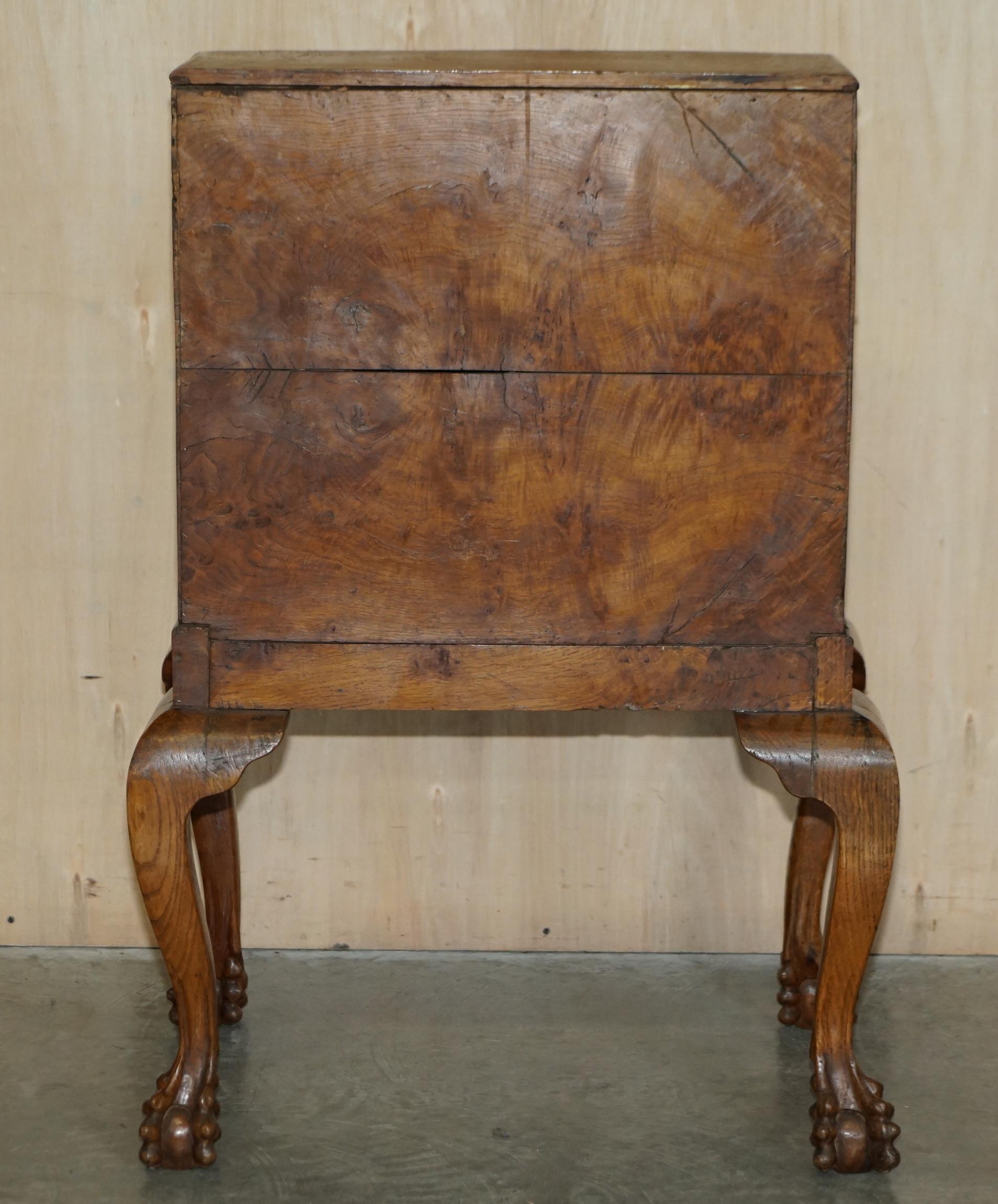 Fine circa 1800 Pollad Oak Writing Bureau Desk Claw & Ball Hand Carved Legs For Sale 6