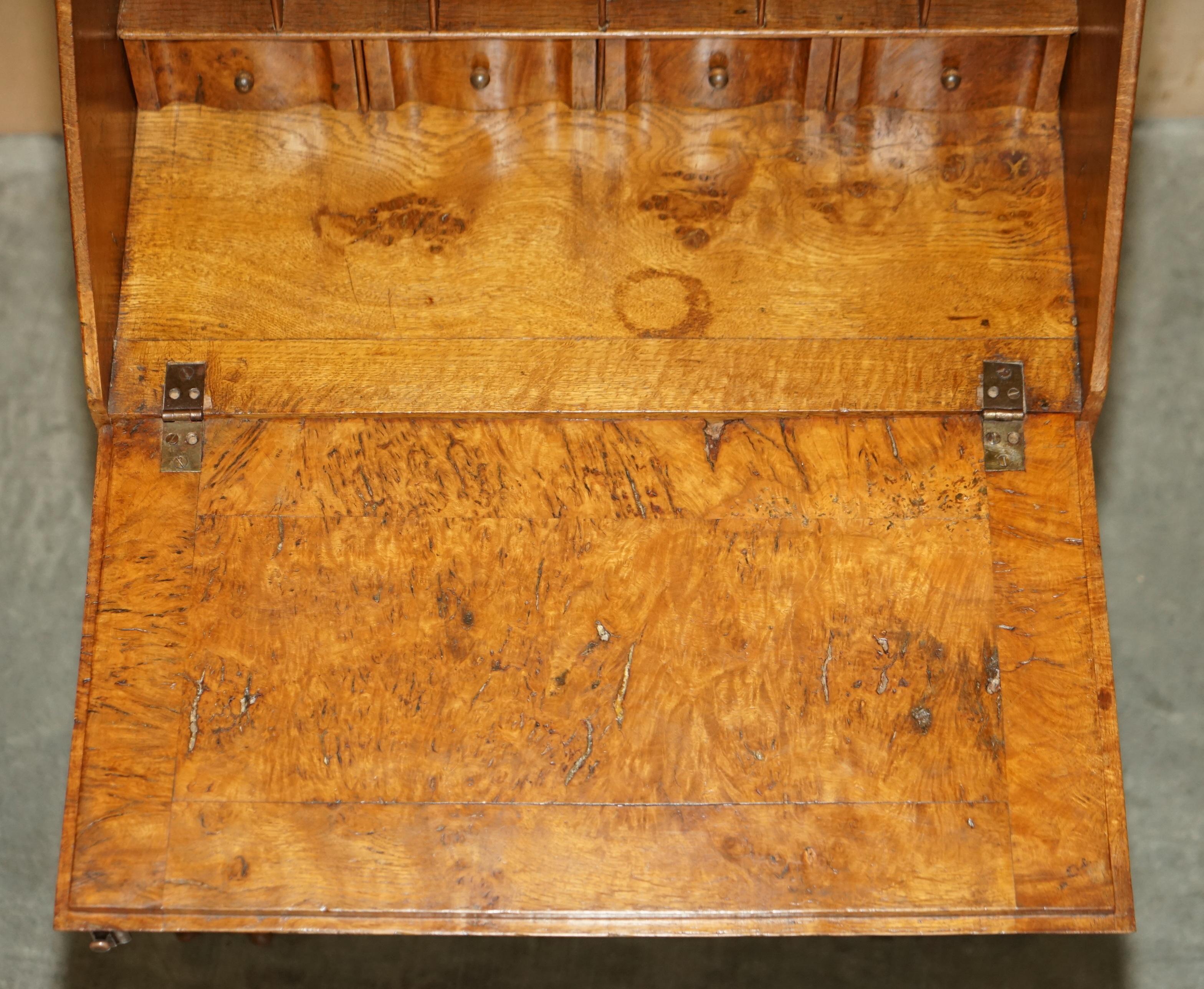 Fine circa 1800 Pollad Oak Writing Bureau Desk Claw & Ball Hand Carved Legs For Sale 10