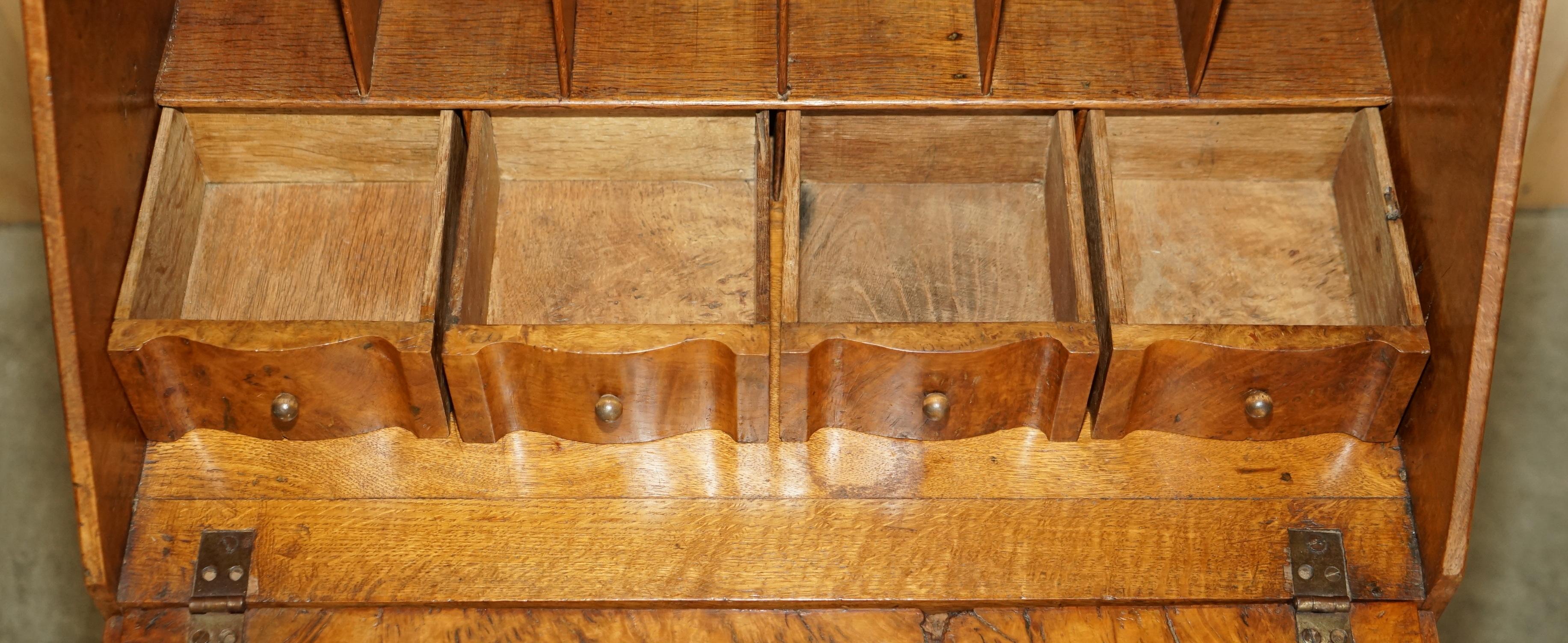 Schreibtisch aus gepolsterter Eiche, um 1800, Klauen- und Kugelförmige handgeschnitzte Beine im Angebot 10
