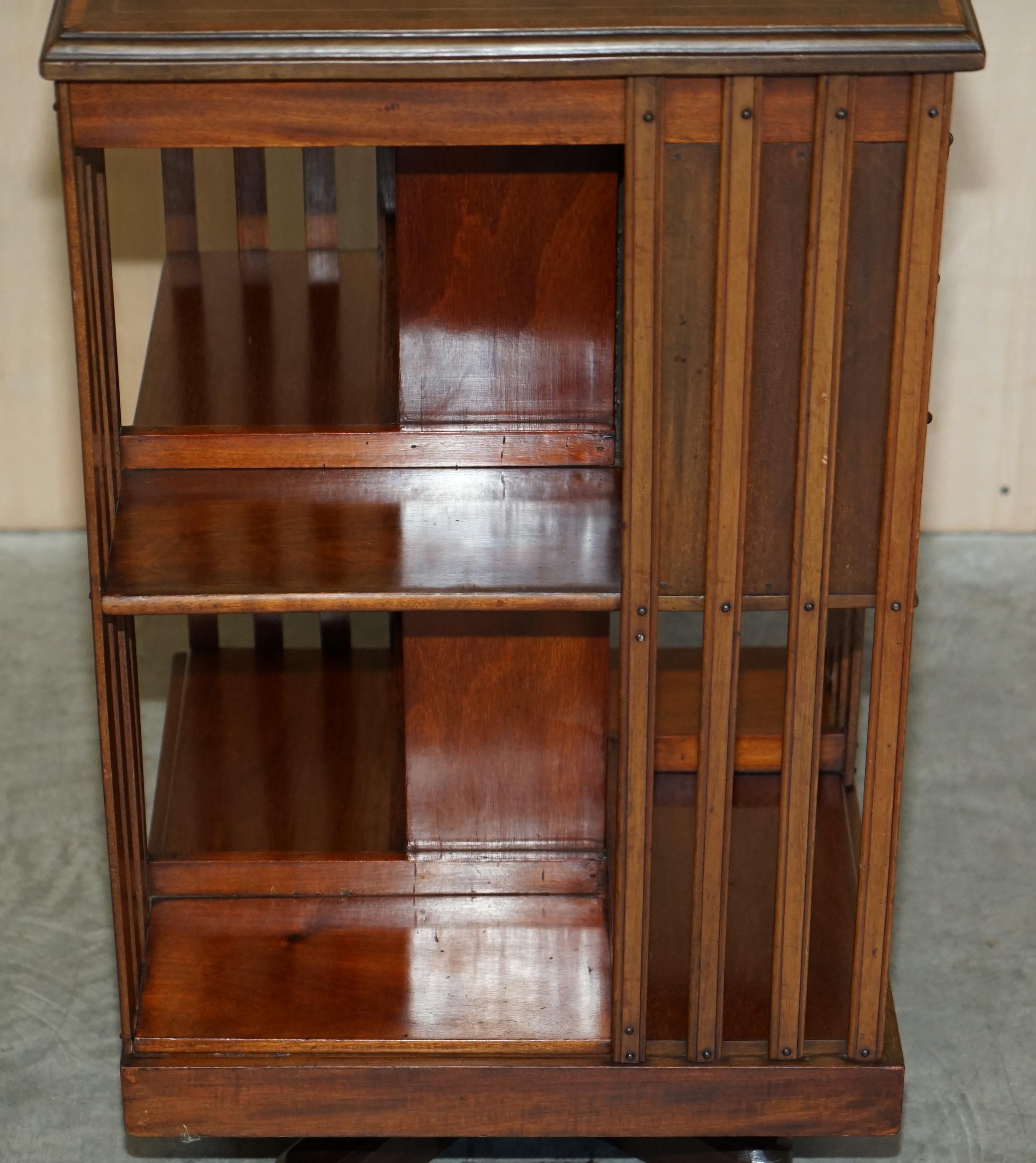 Fine circa 1880 Antique Victorian Walnut Revolving Bookcase Book Table Drawers For Sale 3