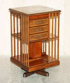 Fine circa 1880 Antique Victorian Walnut Revolving Bookcase Book Table Drawers