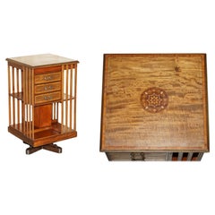 Fine circa 1880 Antique Victorian Walnut Revolving Bookcase Book Table Drawers
