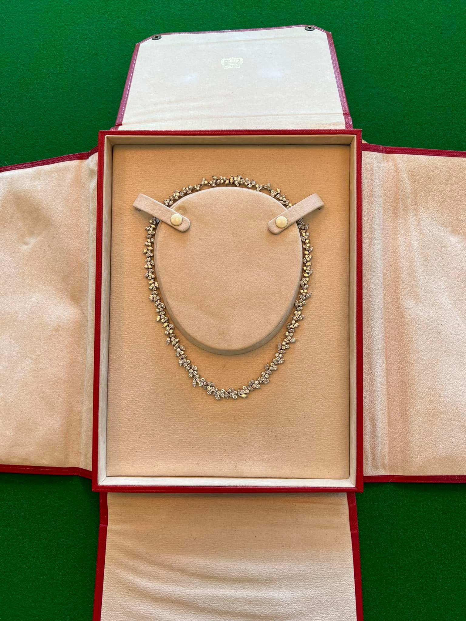 Brilliant Cut Fine circa 1910 Cartier Paris 15.4 Ct Diamond & Platinum Necklace
