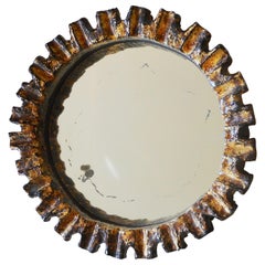 Fine Circular Ceramic Mirror, France, 1950