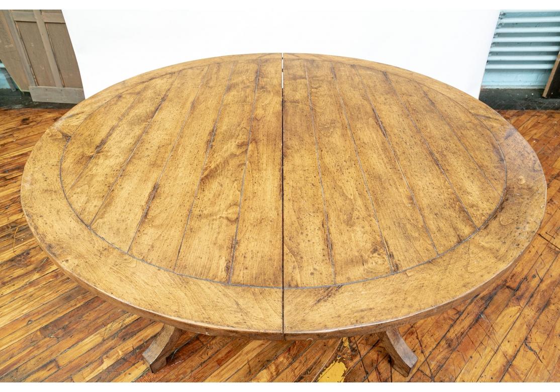 Rustic Fine Circular Dining Table by Bausman & Company with 2 Leaves For Sale