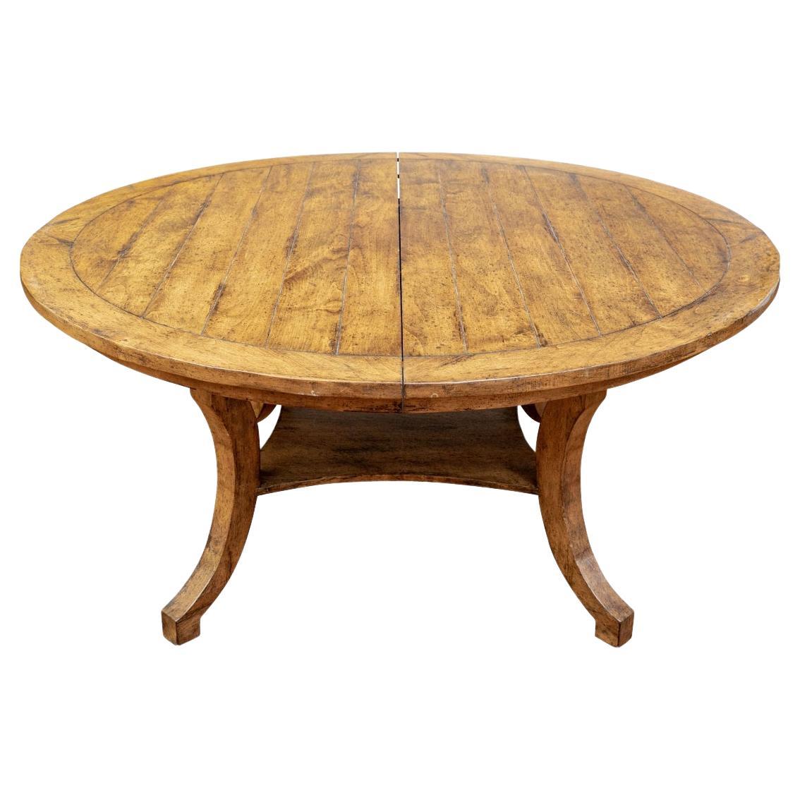 Fine Circular Dining Table by Bausman & Company with 2 Leaves For Sale