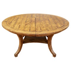 Used Fine Circular Dining Table by Bausman & Company with 2 Leaves