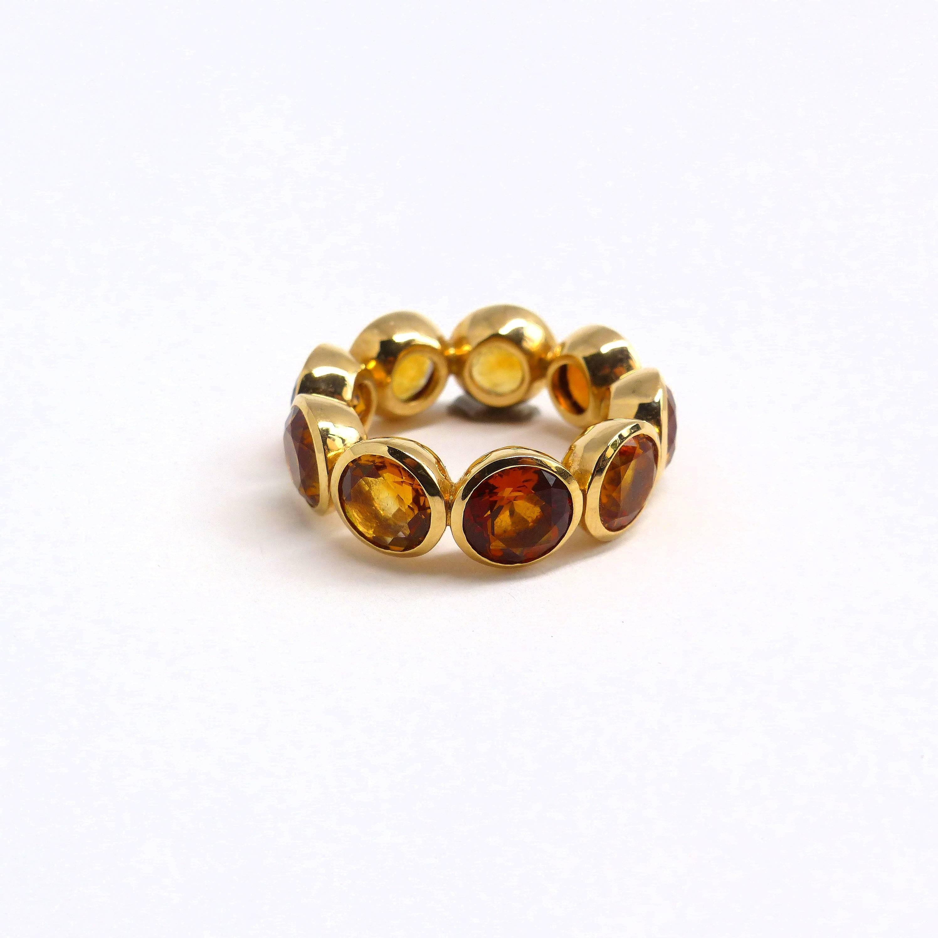 Ring in Rose Gold with 10 Citrines round 7mm. For Sale at 1stDibs