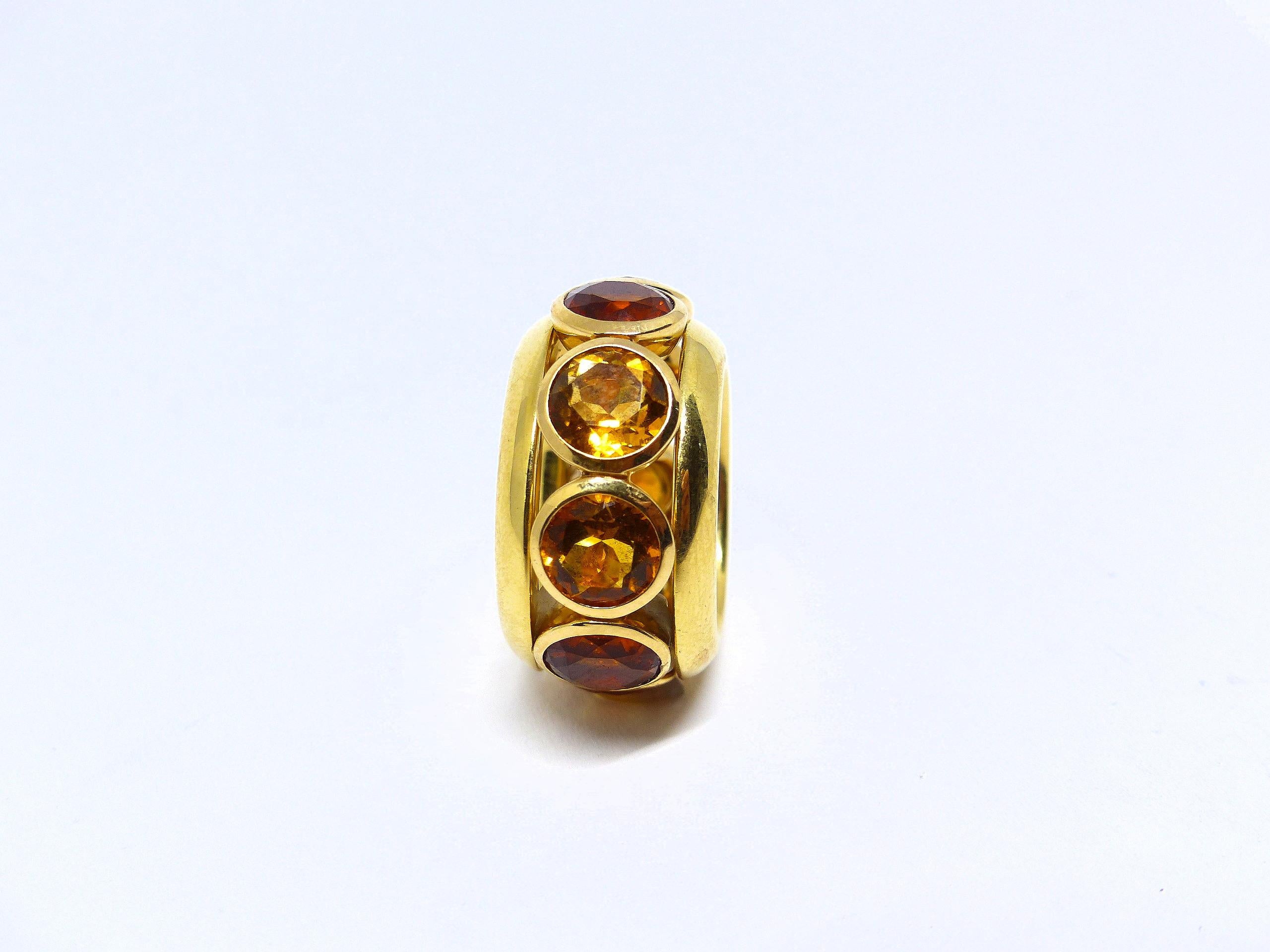 Women's Ring in Rose Gold with 10 Citrines round 7mm. For Sale