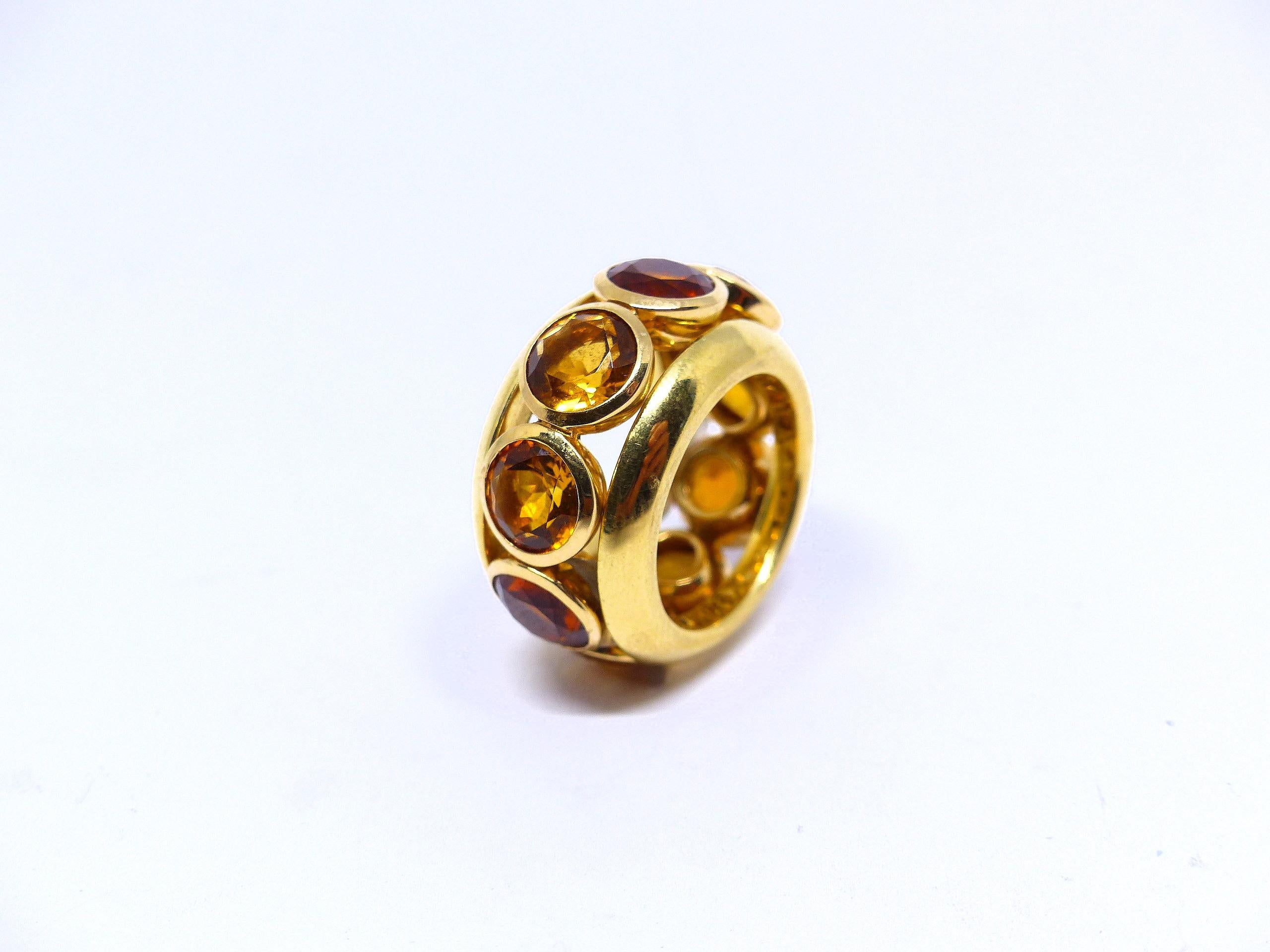 Anello in oro rosa con 10 Citrini rotondi da 7 mm. in vendita 1