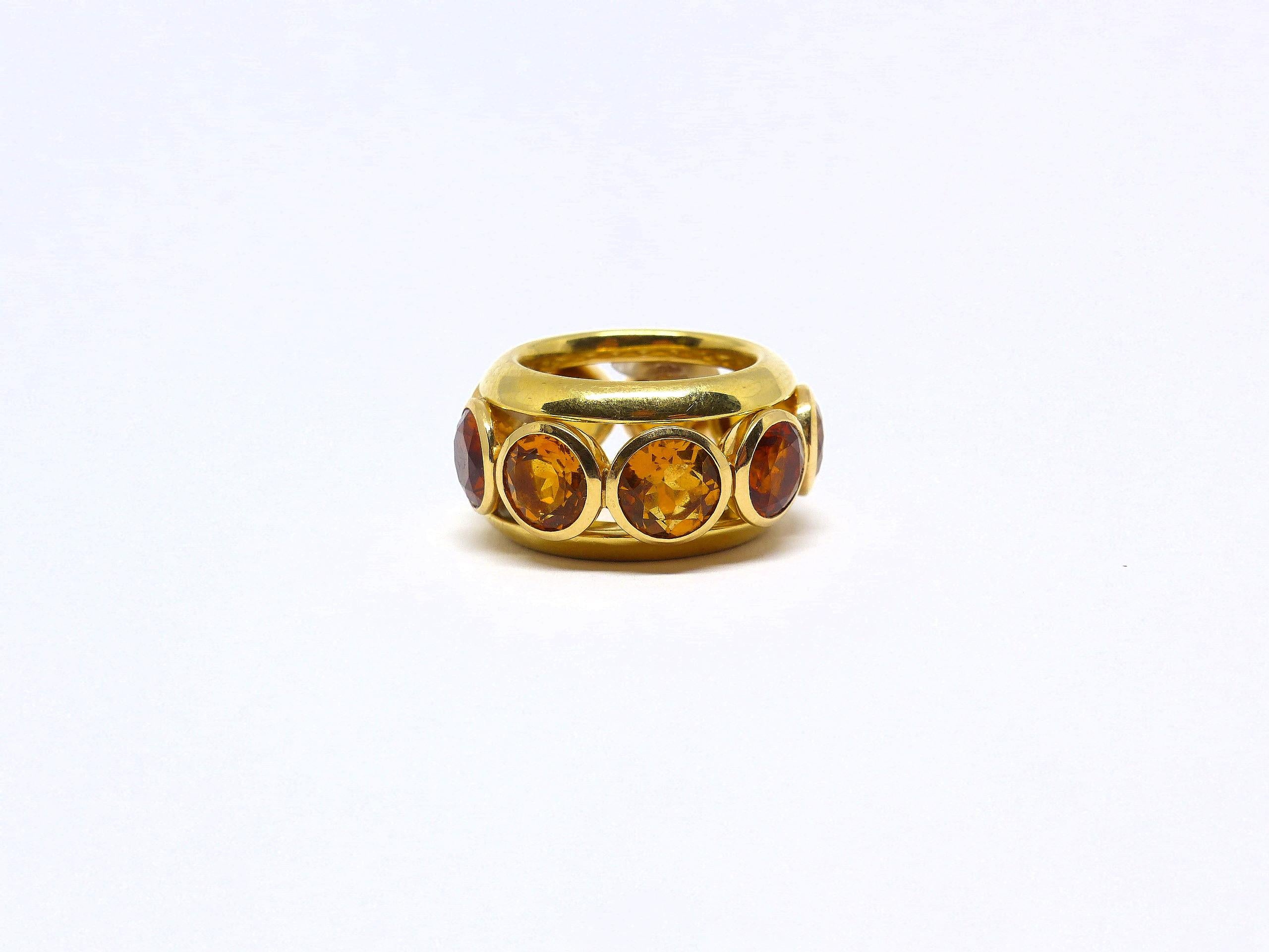 Ring in Rose Gold with 10 Citrines round 7mm. For Sale 2