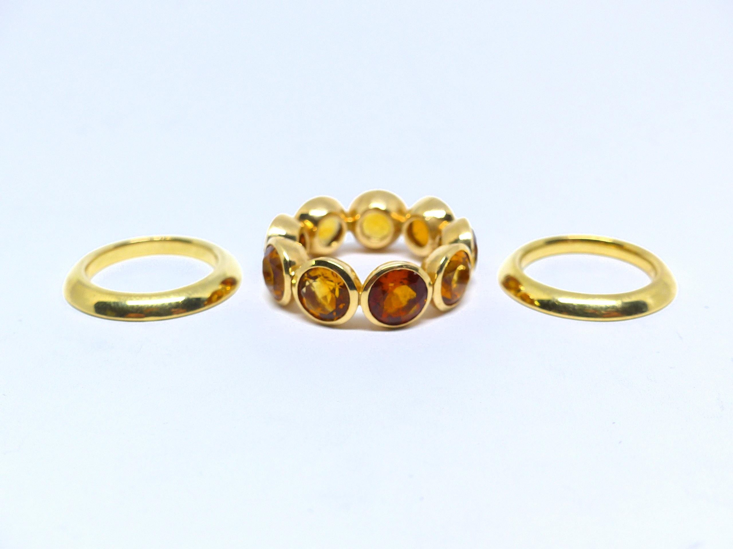 Ring in Rose Gold with 10 Citrines round 7mm. For Sale 3