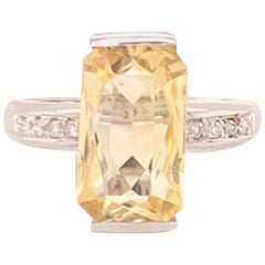 Diamond Citrine Ring 14k Gold Large 4.83 TCW Women Certified 