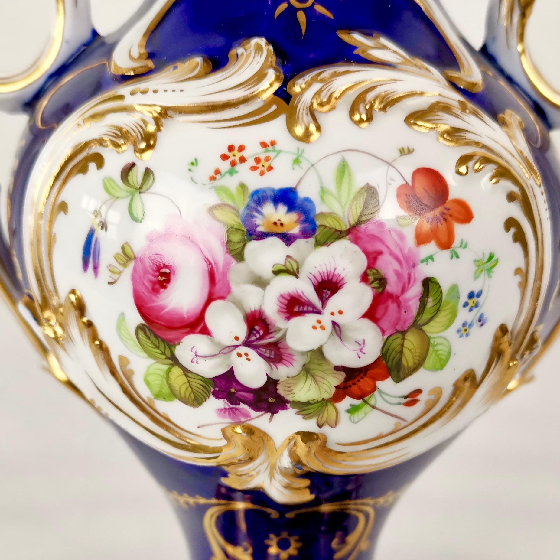 English Fine Coalport Vase, Rococo Revival Style, circa 1835