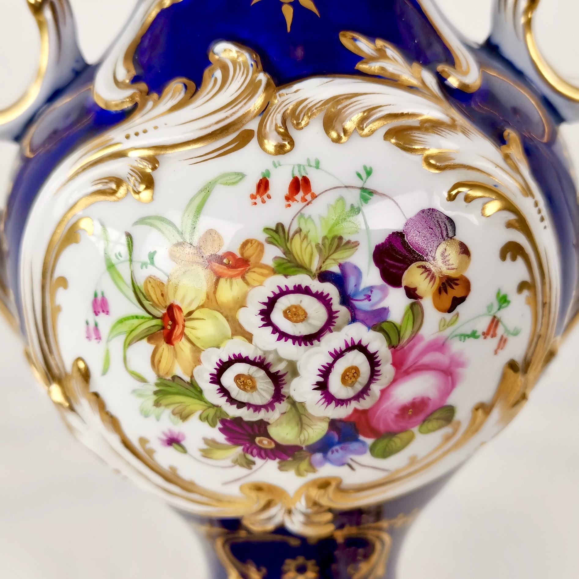 Hand-Painted Fine Coalport Vase, Rococo Revival Style, circa 1835