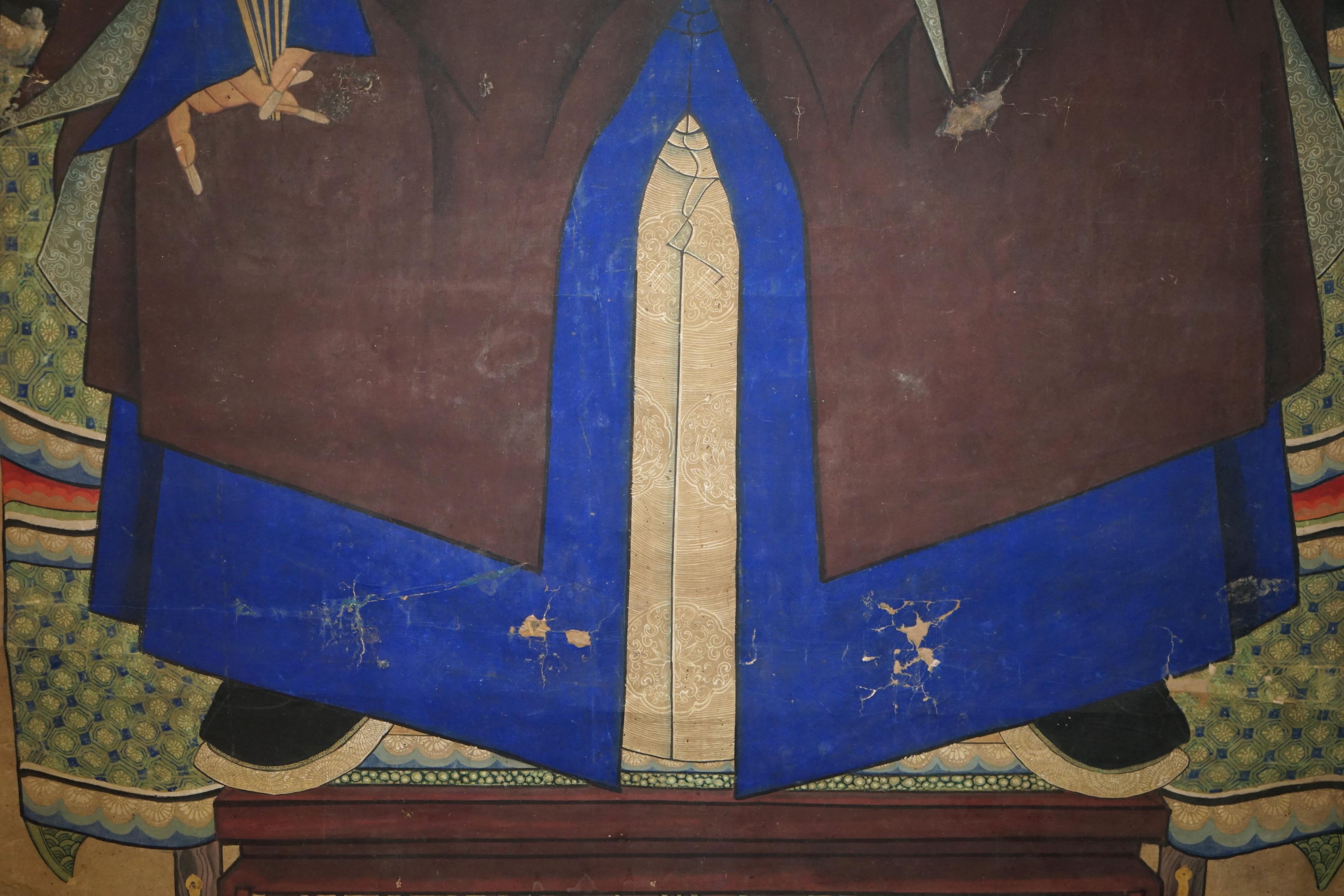 FINE & COLLECTABLE 2.4 METER HIGH ANTIQUE CIRCA 1860 CHINESE ANCESTRAL PORTRAiT en vente 8