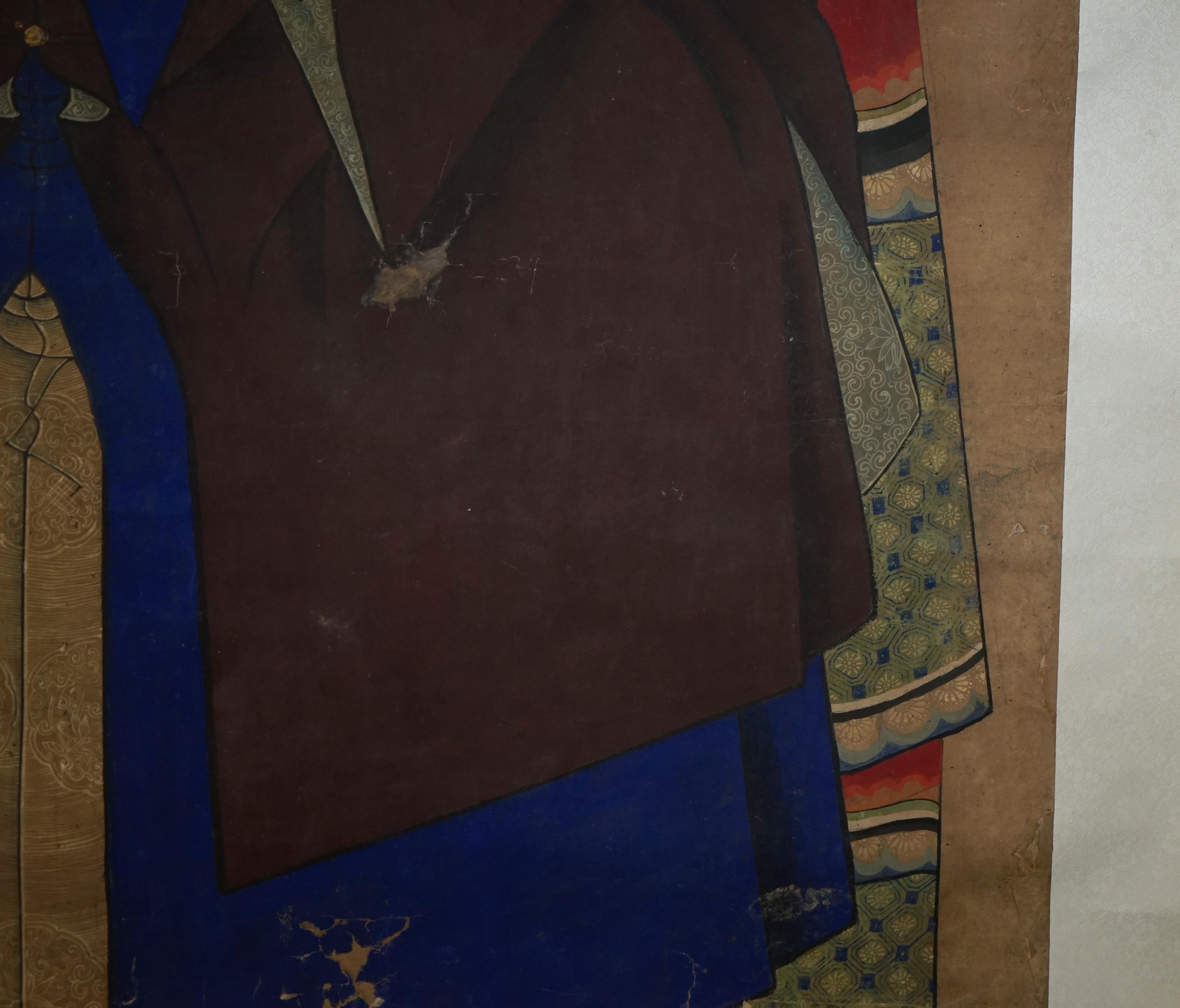 FINE & COLLECTABLE 2.4 METER HIGH ANTIQUE CIRCA 1860 CHINESE ANCESTRAL PORTRAiT en vente 9