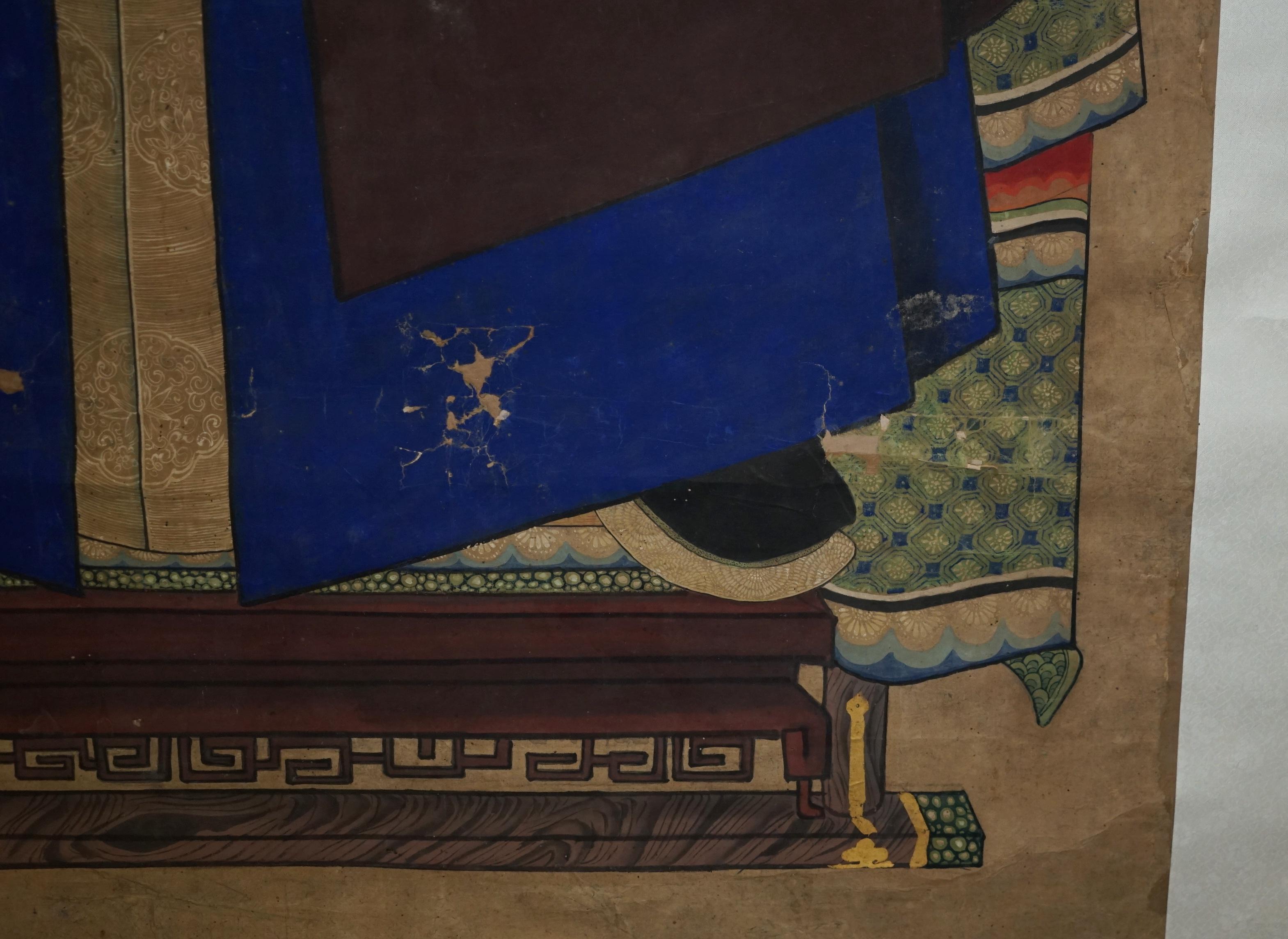 FINE & COLLECTABLE 2.4 METER HIGH ANTIQUE CIRCA 1860 CHINESE ANCESTRAL PORTRAiT en vente 10