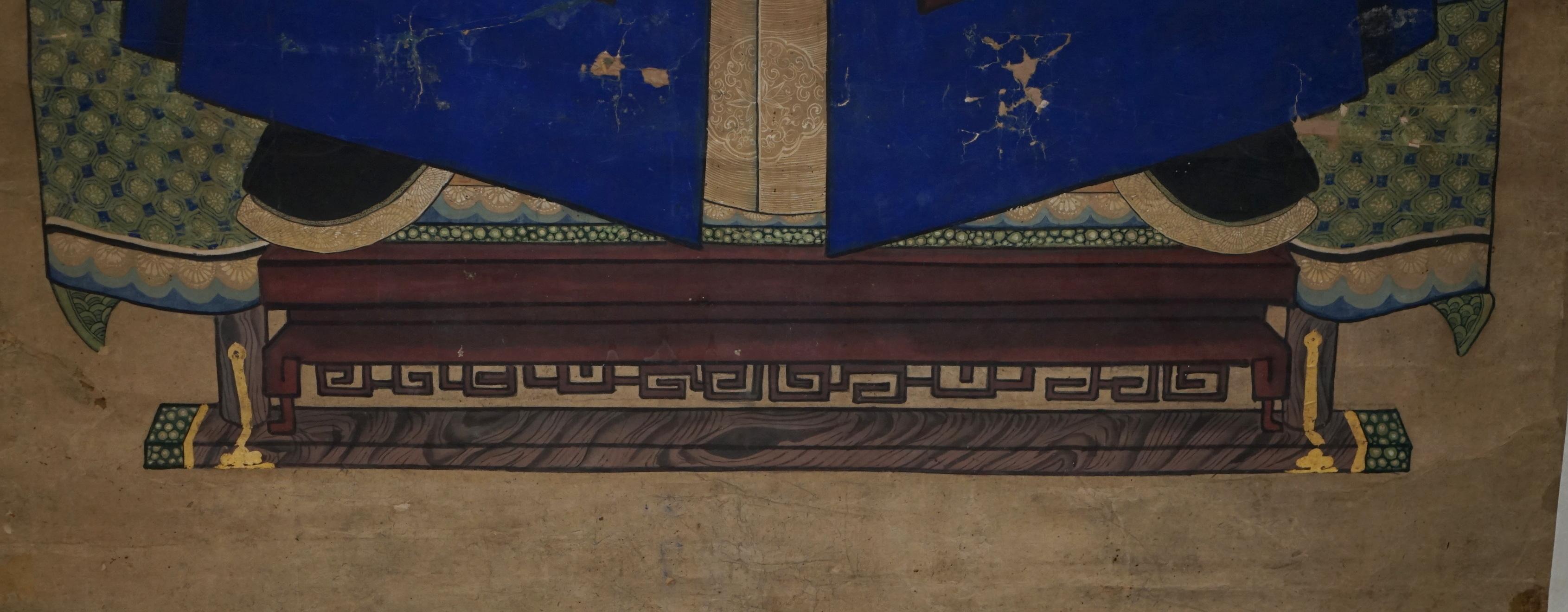 FINE & COLLECTABLE 2.4 METER HIGH ANTIQUE CIRCA 1860 CHINESE ANCESTRAL PORTRAiT en vente 11