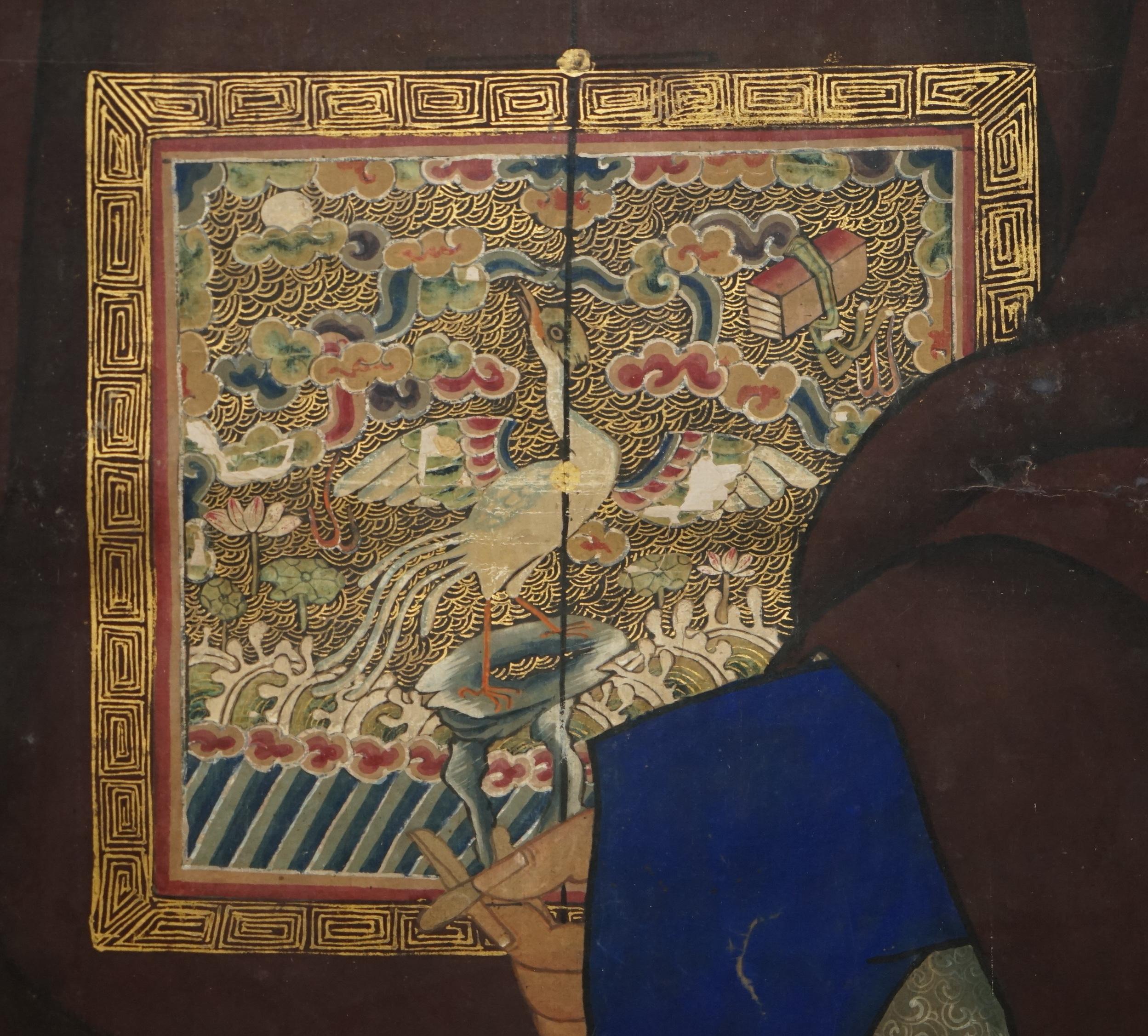 FINE & COLLECTABLE 2.4 METER HIGH ANTIQUE CIRCA 1860 CHINESE ANCESTRAL PORTRAiT en vente 1